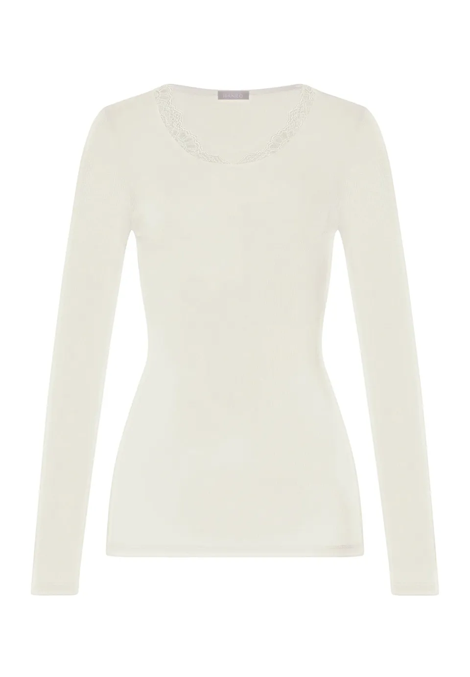 hanro-woolen-lace-langarmshirt-misty-white-damen-merinowolle image 1
