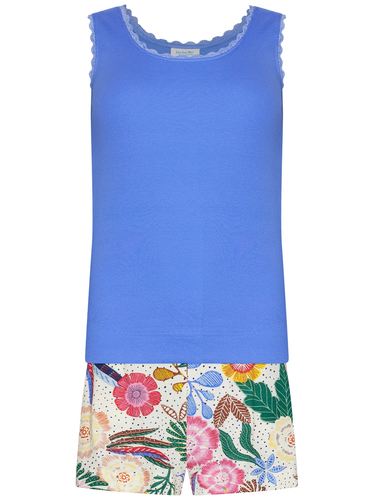 myrebelle-tropic-blush-shortama-blau-top-blumen-shorts image 1