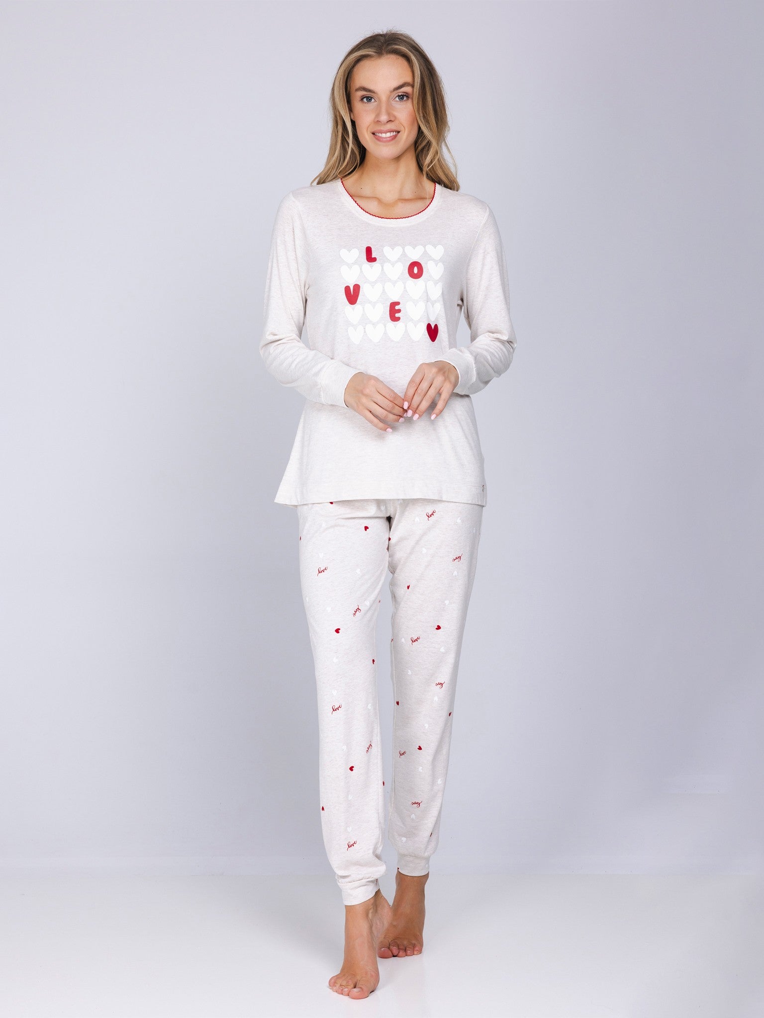 myrebelle-endless-love-pyjama-beige-herz-bio-baumwolle image 5