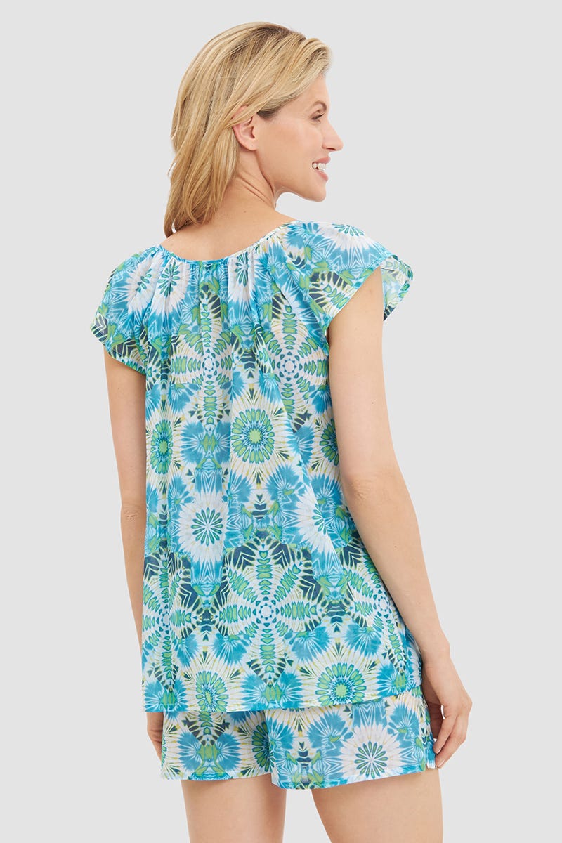 r-sch-be-happy-pyjama-kurz-shorty-t-rkis-batik-100-baumwolle image 3