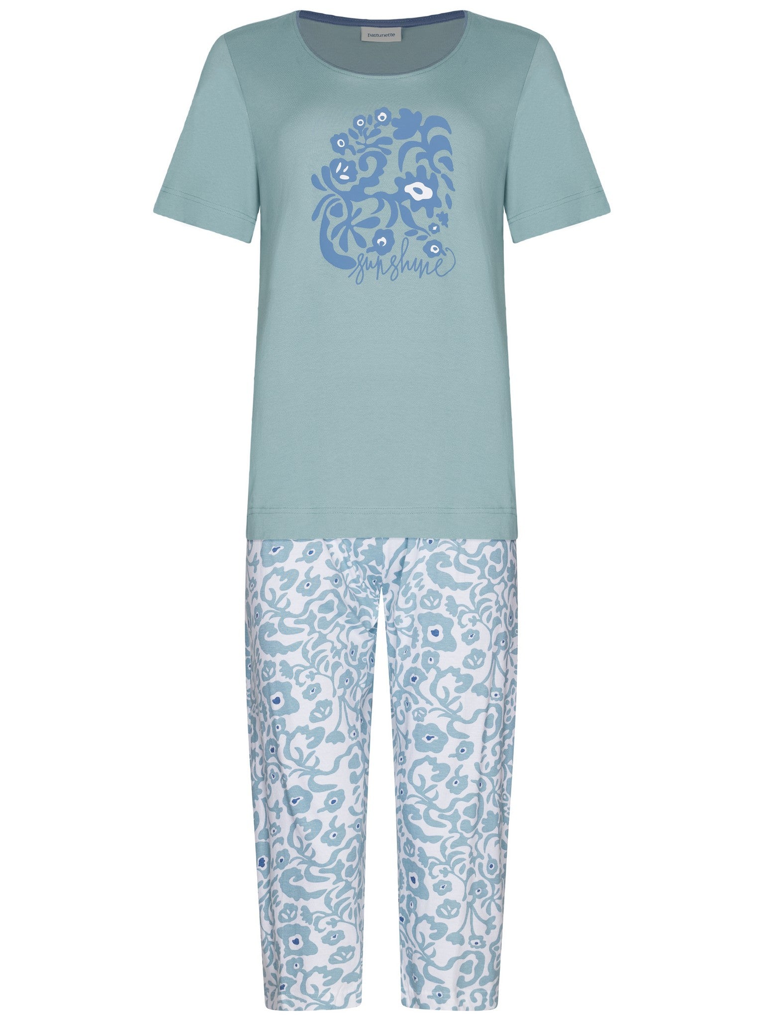 pastunette-stone-blue-pyjama-blau-bio-baumwolle-3-4 image 1