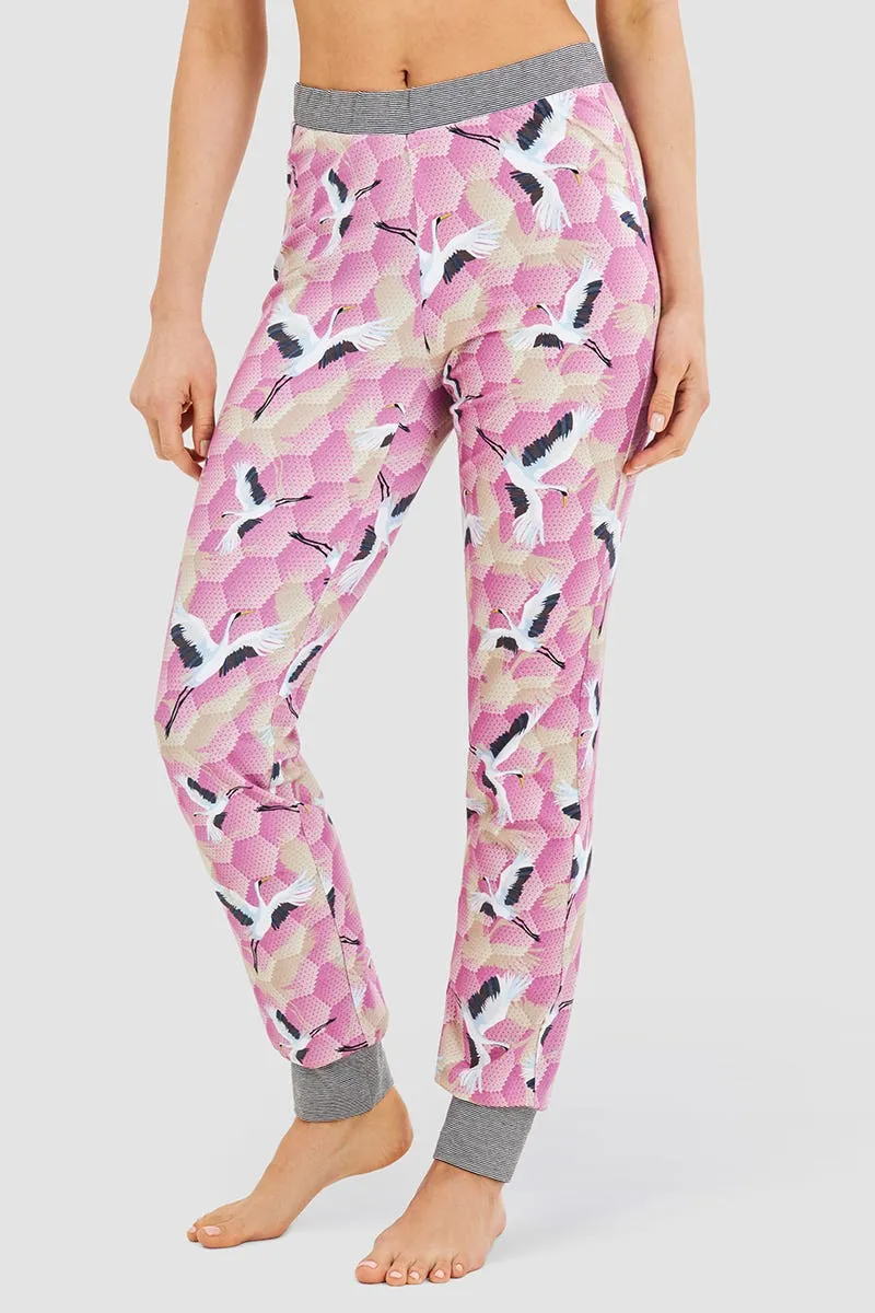 r-sch-be-happy-hose-lang-pyjamahose-pink-kranich-muster image 1