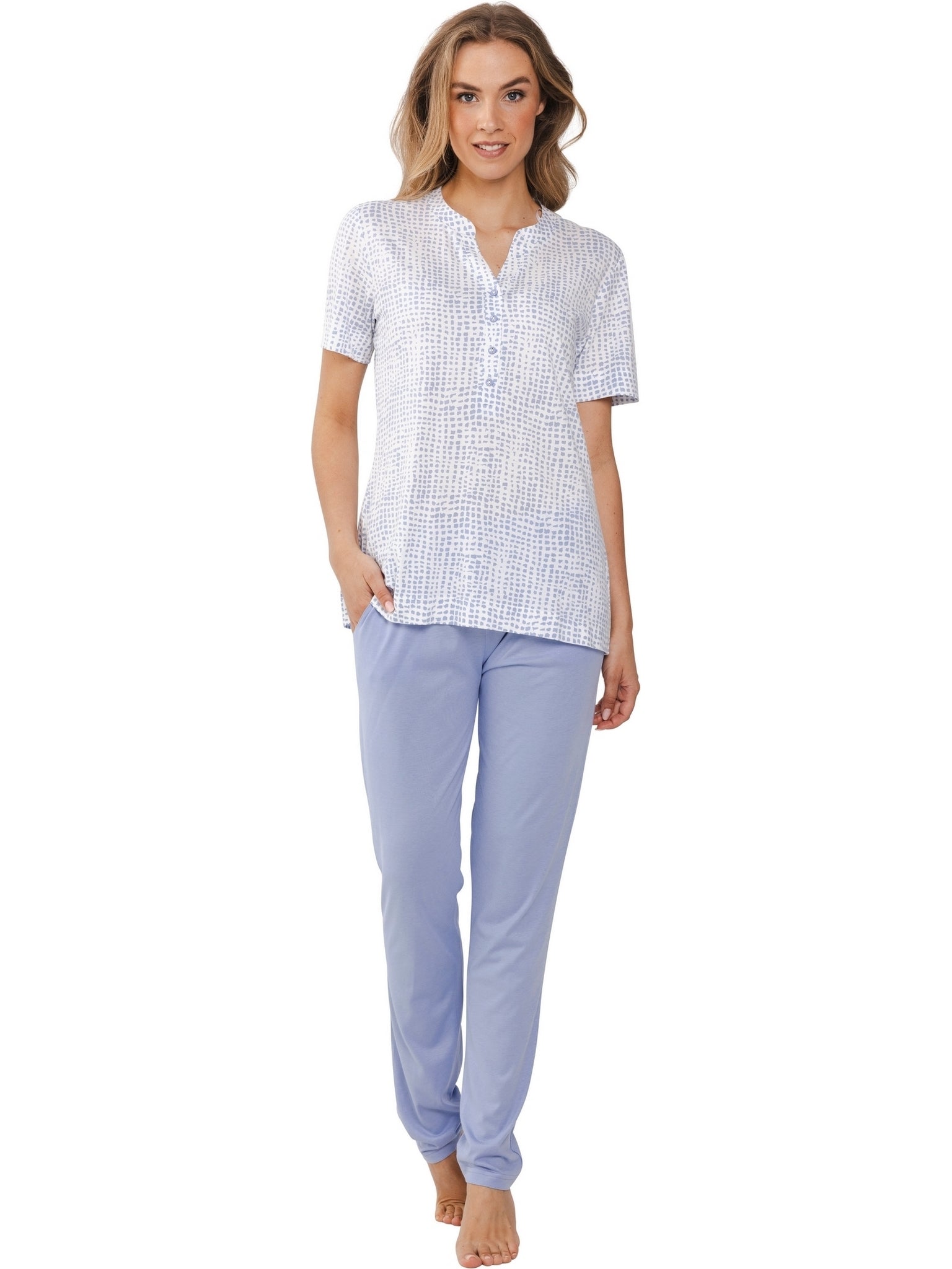 pastunette-premium-soft-sketches-pyjama-blau-modal-kurzarm image 2