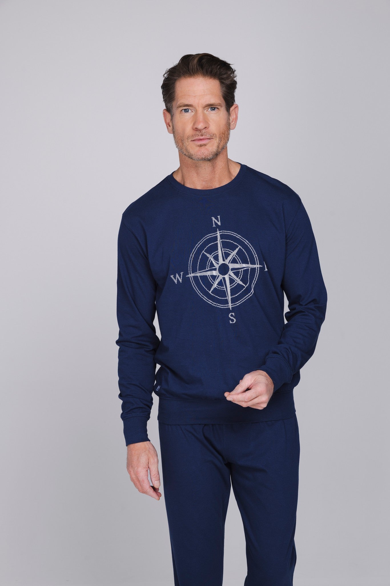 pastunette-cloud-navigator-herren-pyjama-blau-baumwolle image 6