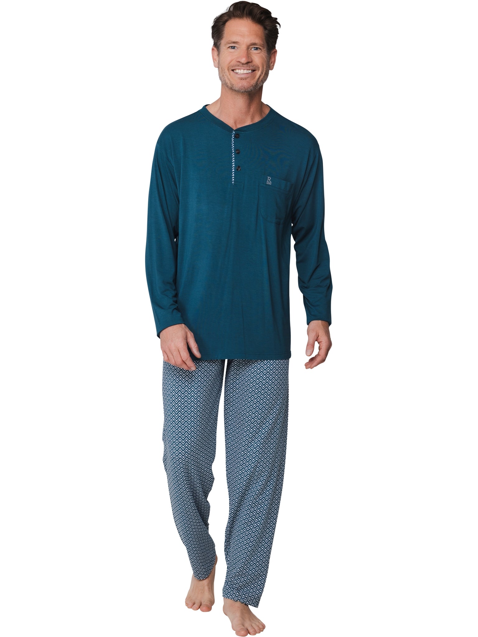 robson-pyjama-petrol-bambus-knopfleiste-herren image 3