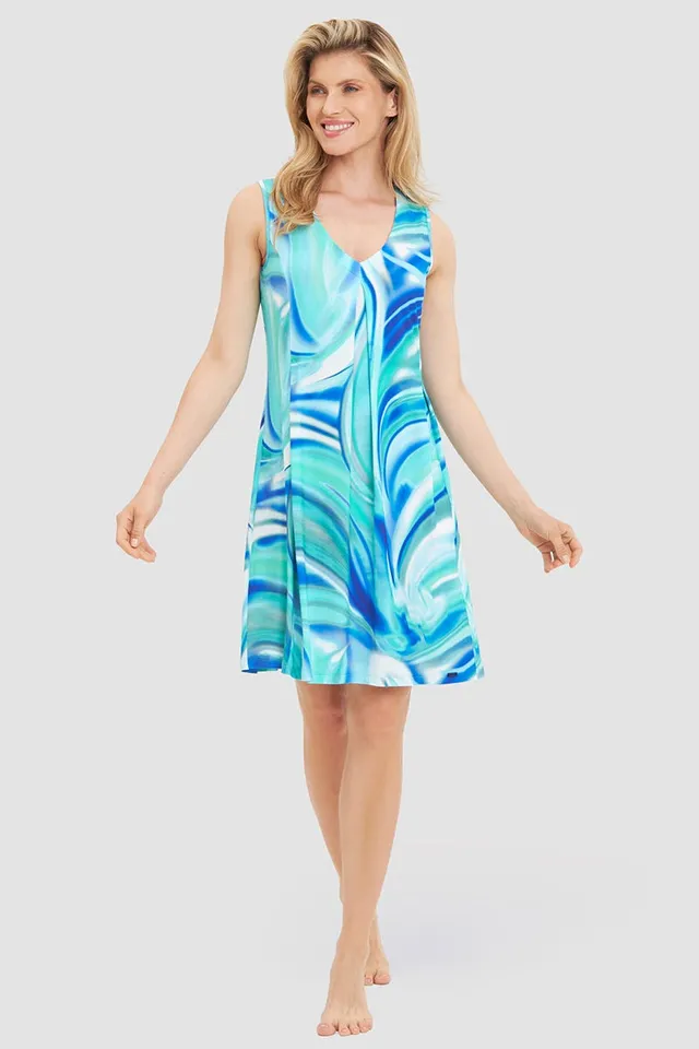 r-sch-be-happy-strandkleid-knielang-t-rkis-wellen-viskose image 1