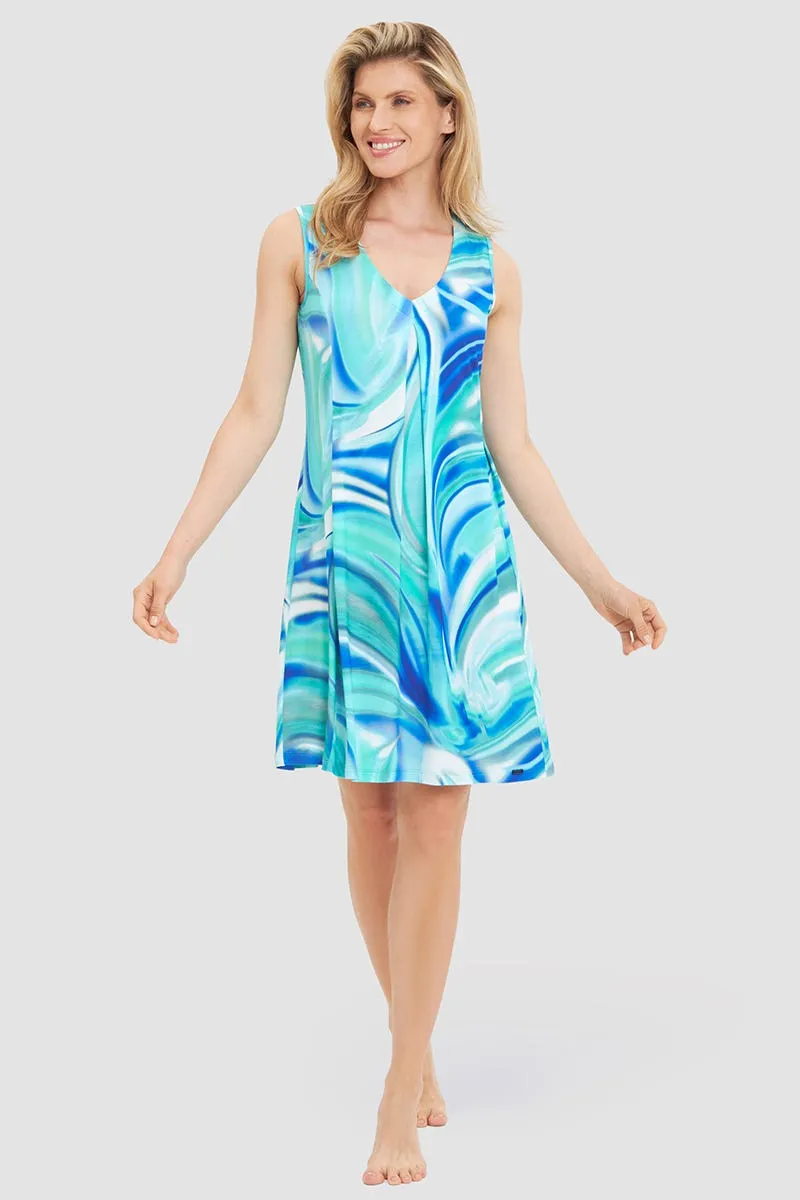 r-sch-be-happy-strandkleid-knielang-t-rkis-wellen-viskose image 1