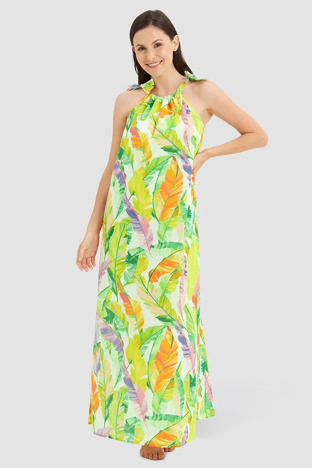 r-sch-be-happy-strandkleid-maxi-rundhals-kleid-gr-n-baumwolle image 1