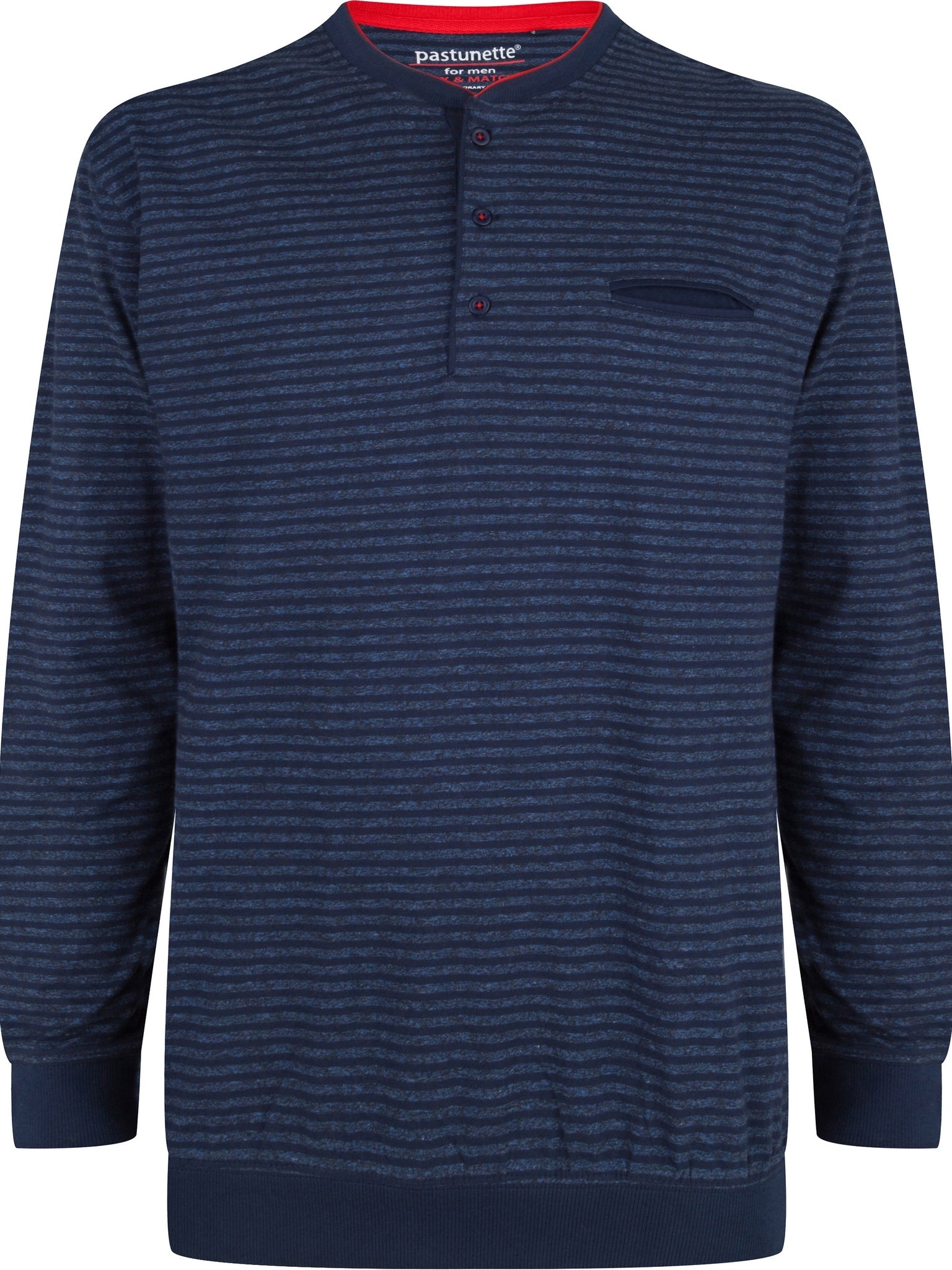 pastunette-schlafshirt-langarm-dunkelblau-streifen-baumwolle image 1