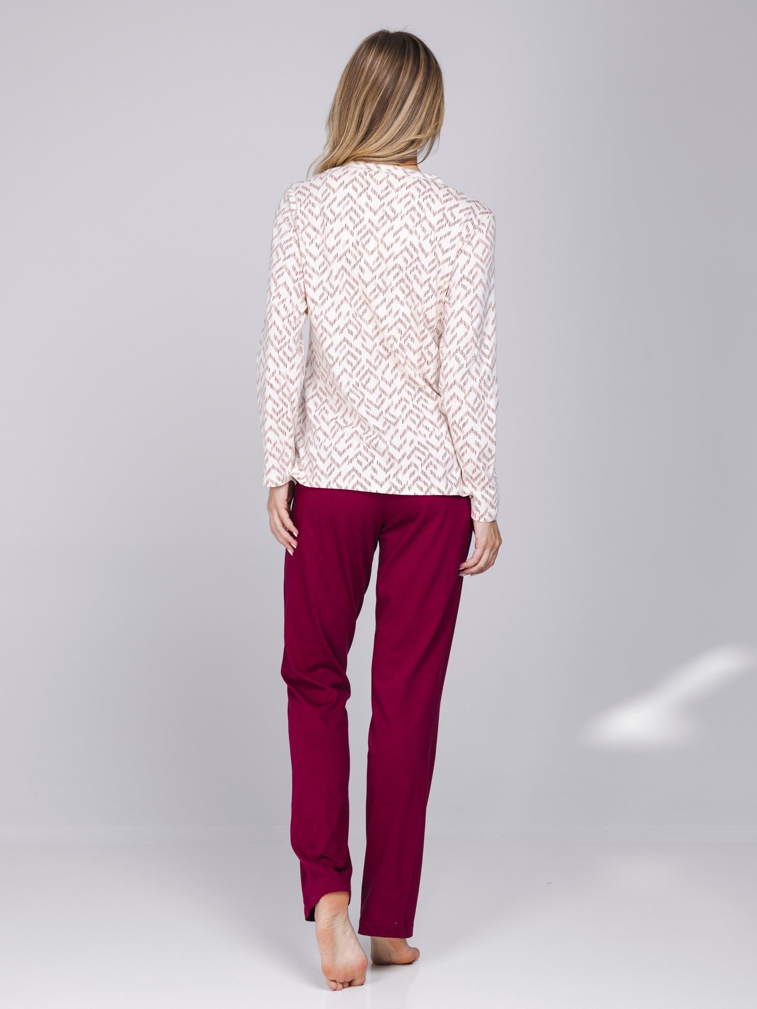 pastunette-rosewood-comfort-damen-pyjama-rot-bio-baumwolle image 3