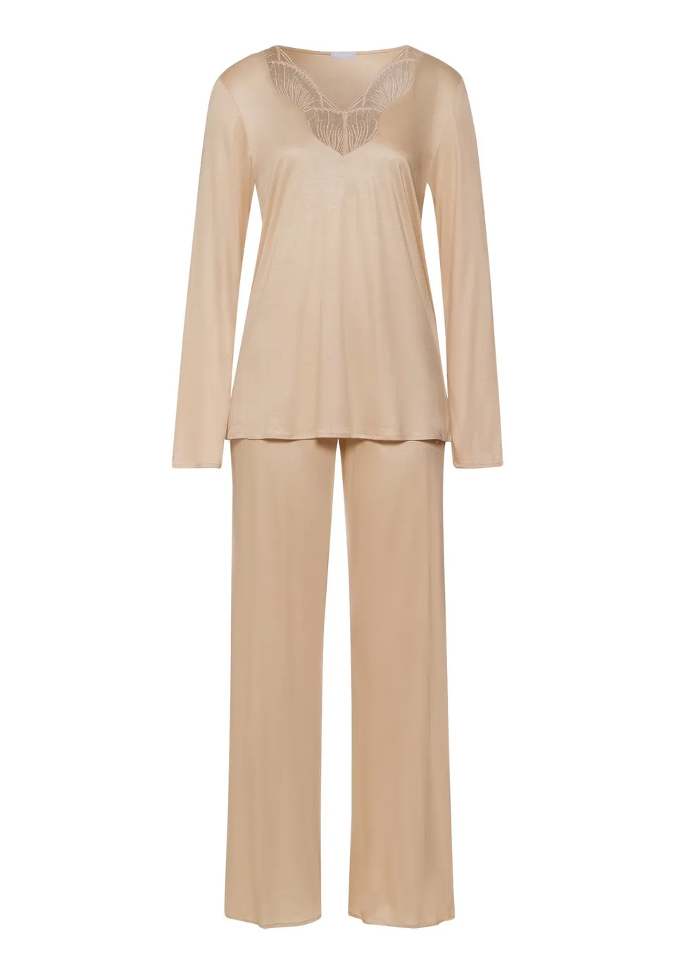 hanro-lilith-pyjama-langarm-coffee-quartz-modal-spitze image 1