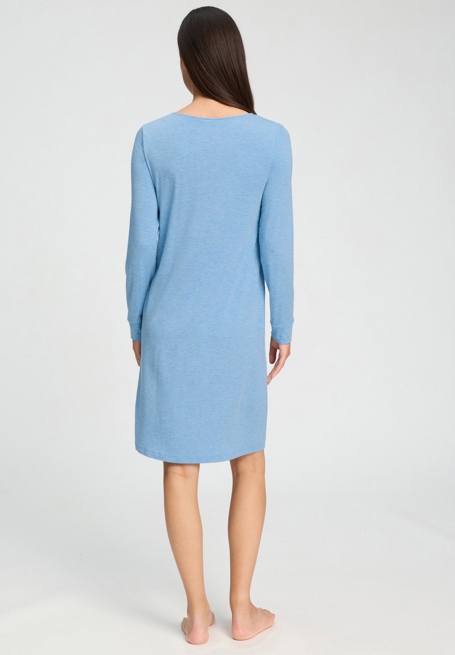 hanro-natural-elegance-nachthemd-langarm-bluebird-melange-100cm image 5