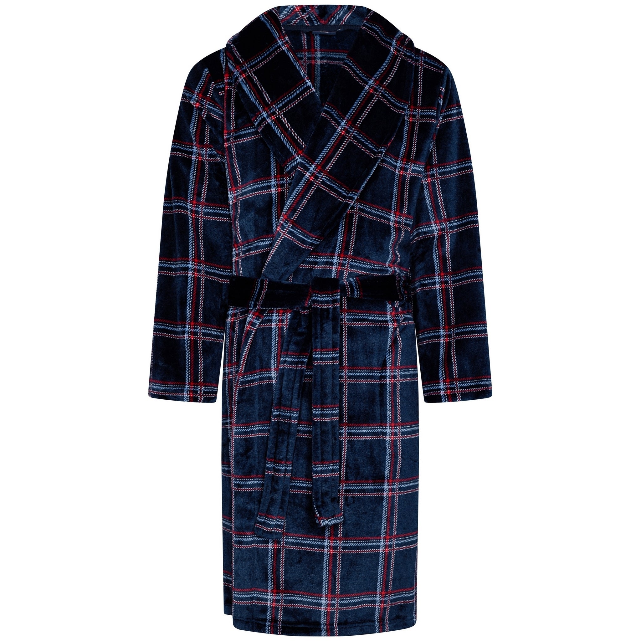 pastunette-twist-bademantel-herren-blau-karo-fleece image 1