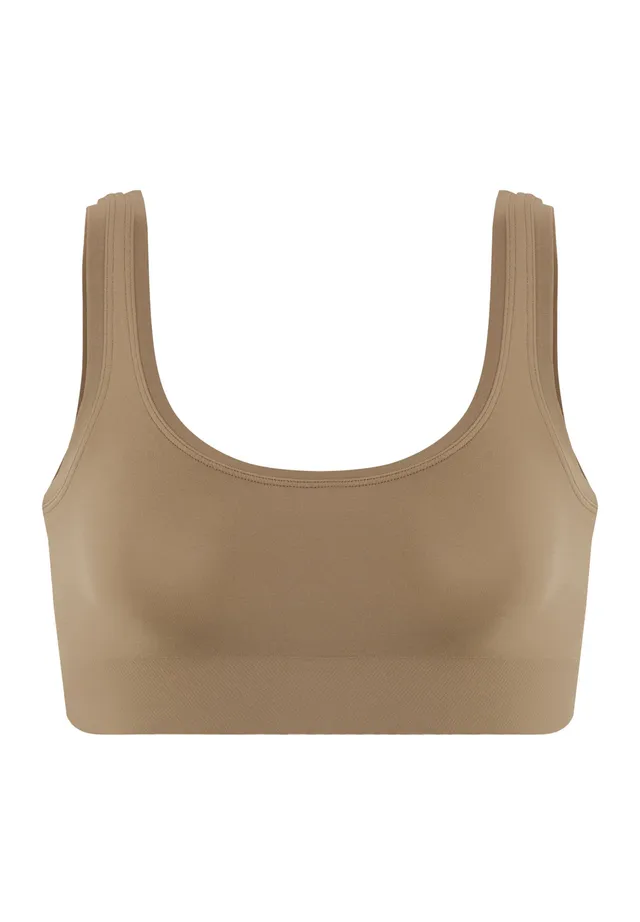 hanro-touch-feeling-crop-top-bustier-suede-camel-microfaser image 1