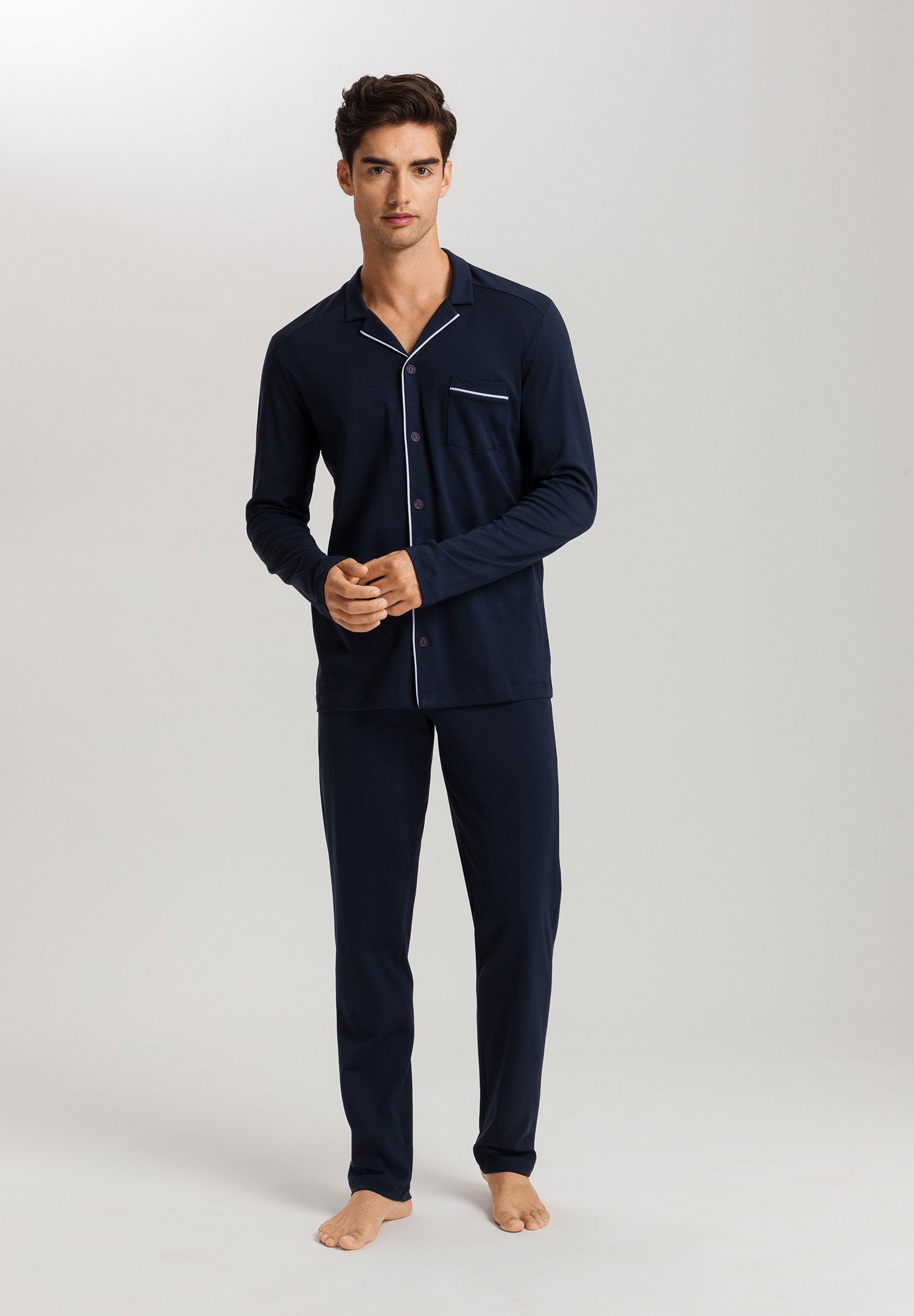 hanro-night-day-pyjama-deep-navy-baumwolle-langarm-herren image 2