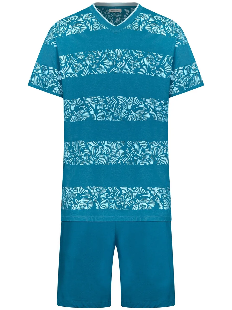 pastunette-ocean-flower-shorty-herren-pyjama-blau-baumwolle image 1