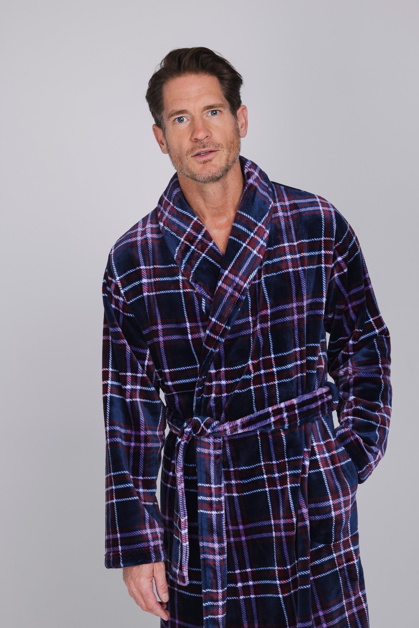 pastunette-northern-checks-morgenmantel-blau-kariert-fleece image 6