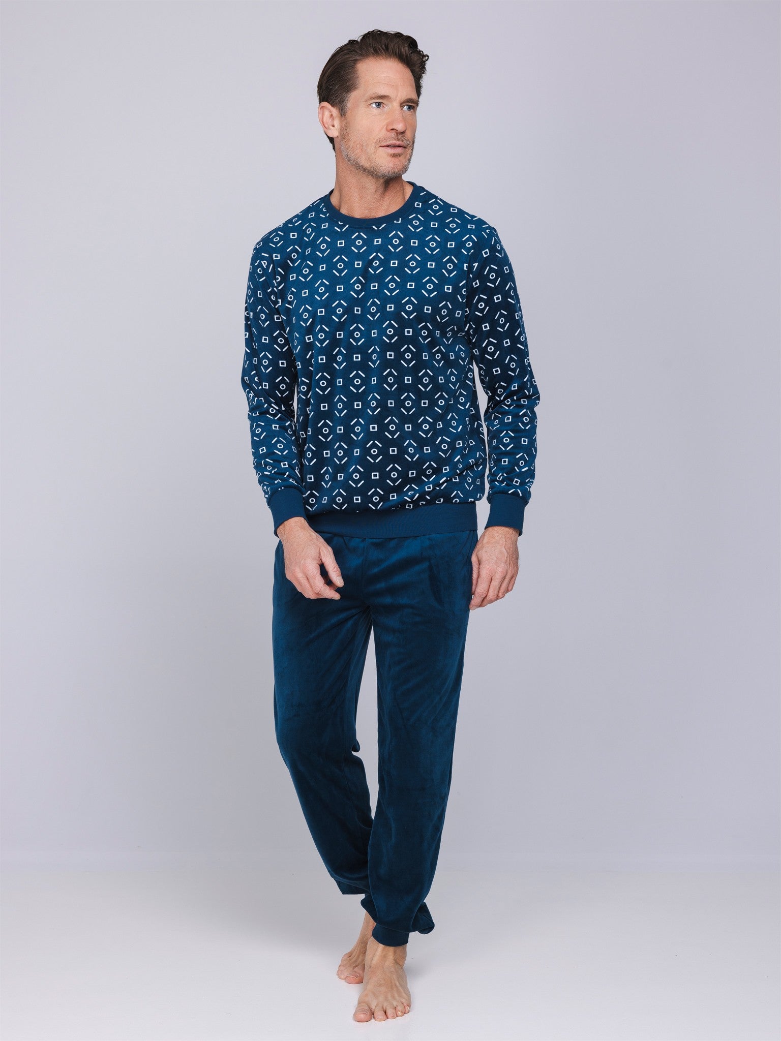 pastunette-blue-comfort-herren-pyjama-fleece-dunkelblau image 3