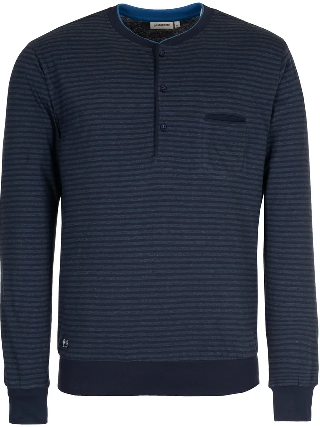 pastunette-pyjama-lounge-shirt-herren-blau-baumwolle image 1