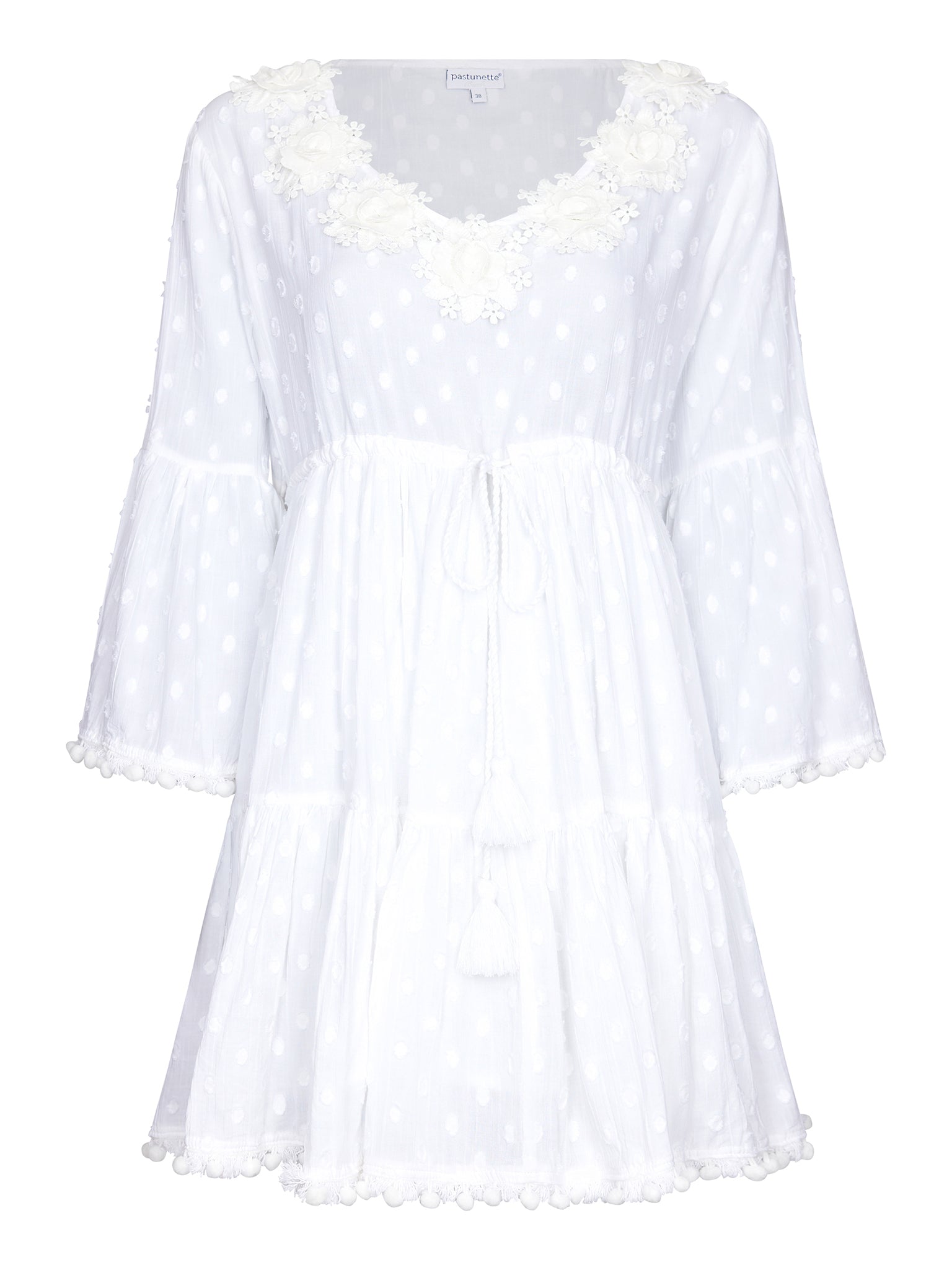 pastunette-beach-ibiza-kleid-wei-baumwolle-mit-blumen image 1