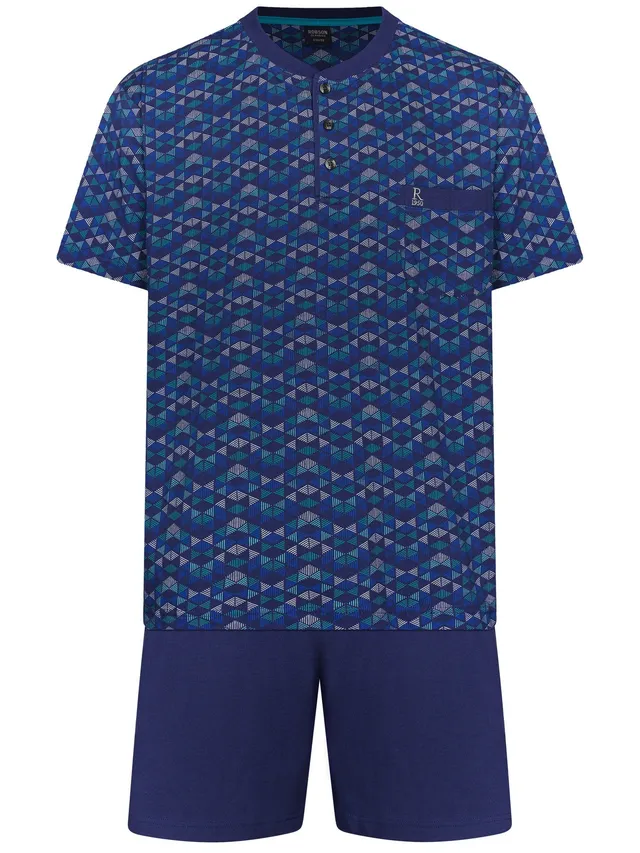 robson-shortama-kurzpyjama-dunkelblau-100-baumwolle image 1