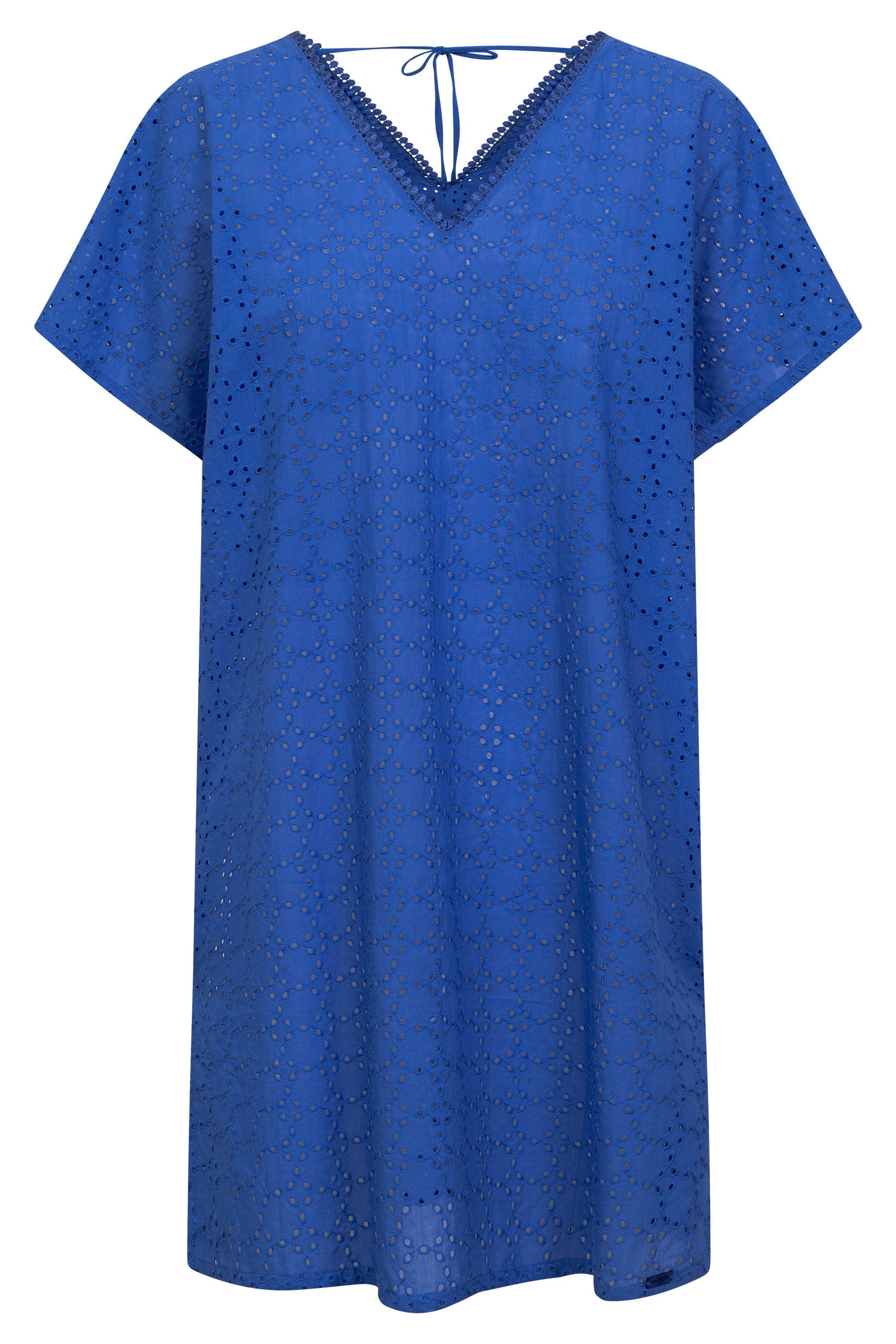 r-sch-be-happy-strandkleid-kurz-blau-baumwolle-lochmuster image 2