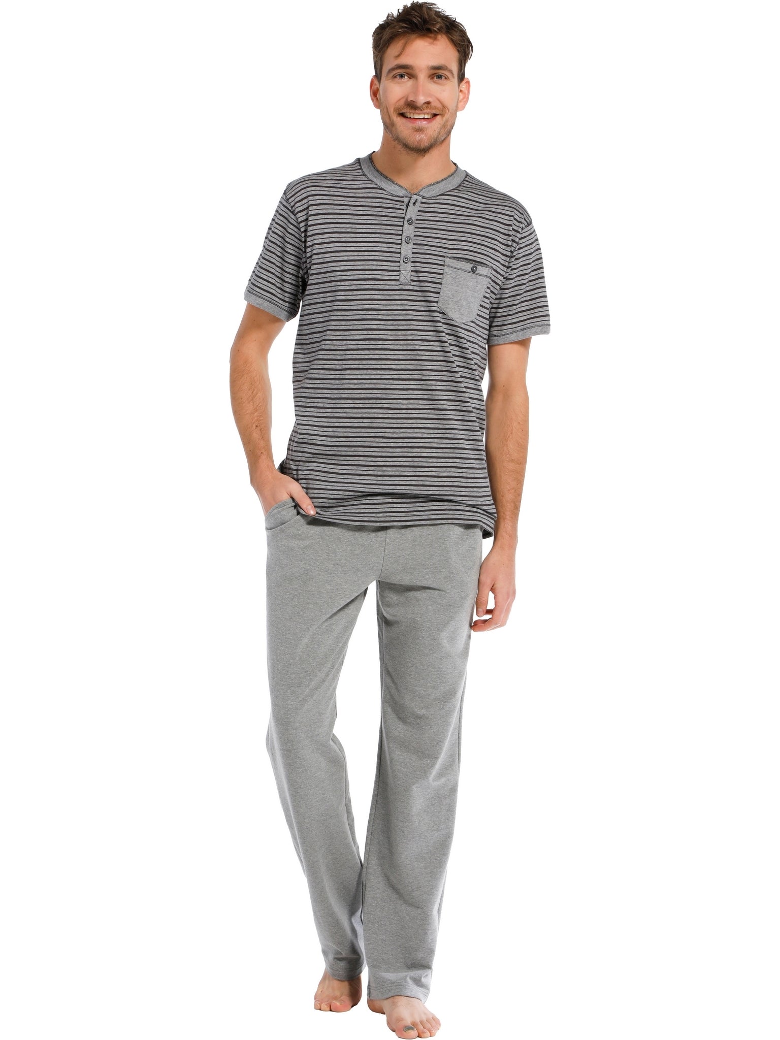 pastunette-top-kurzarm-shirt-grau-gestreift-baumwolle image 2