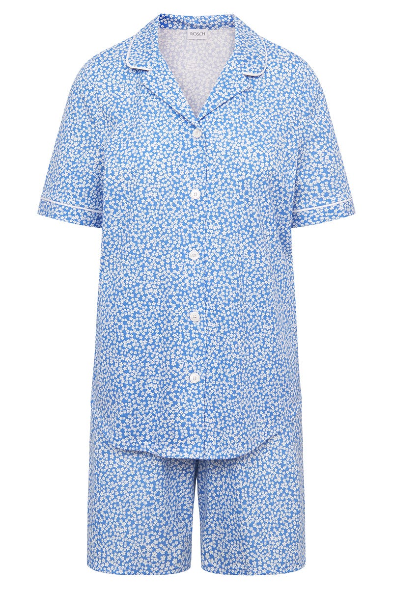 r-sch-be-happy-pyjama-kurz-blumendruck-blau-baumwolle image 2