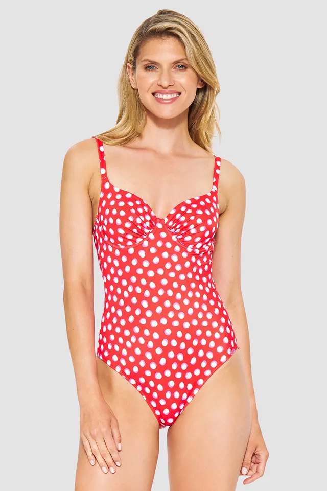 r-sch-be-happy-badeanzug-rot-tupfen-mit-b-gel-cup-b image 1