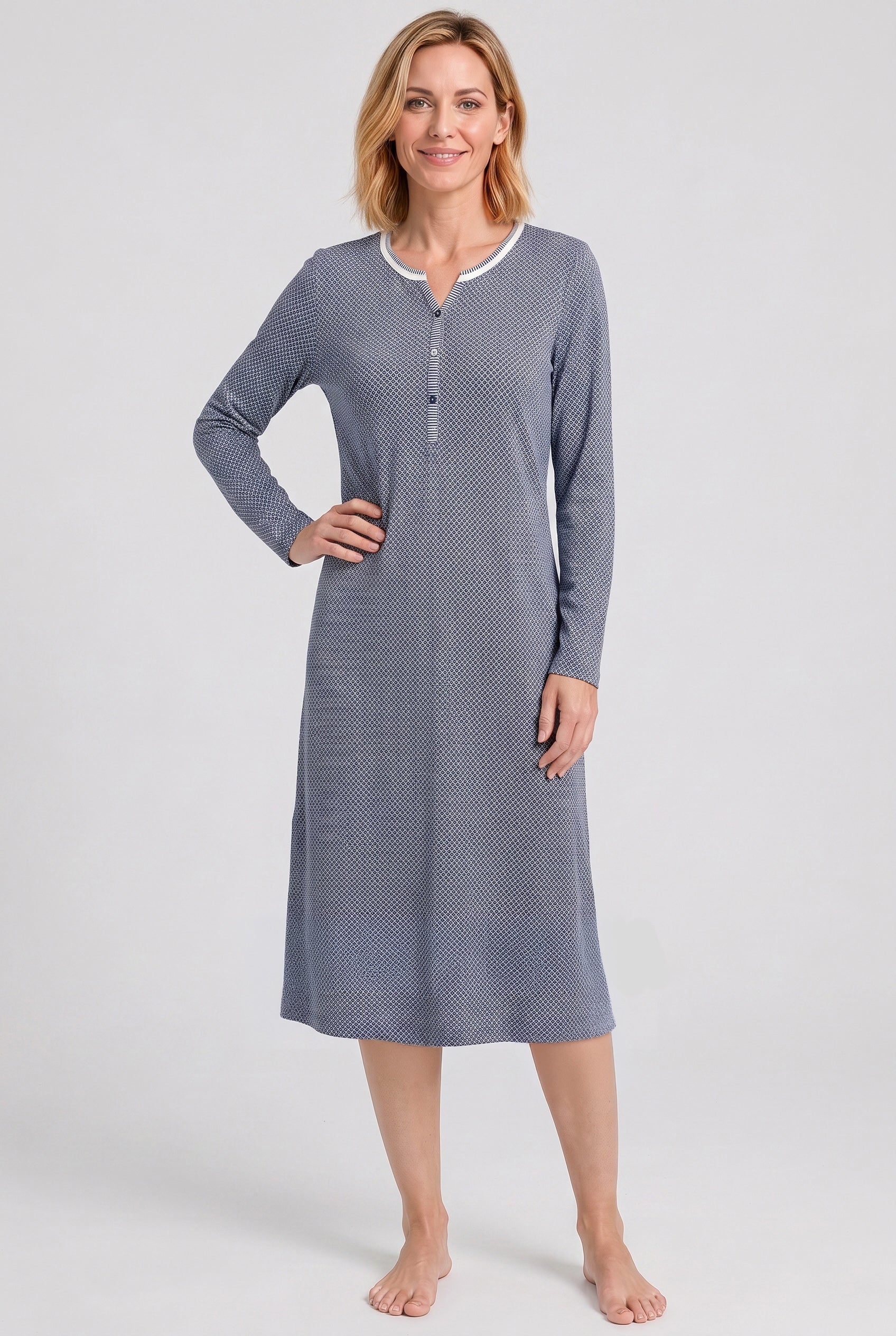r-sch-be-happy-nachthemd-midi-minimal-mix-blau-baumwolle image 1