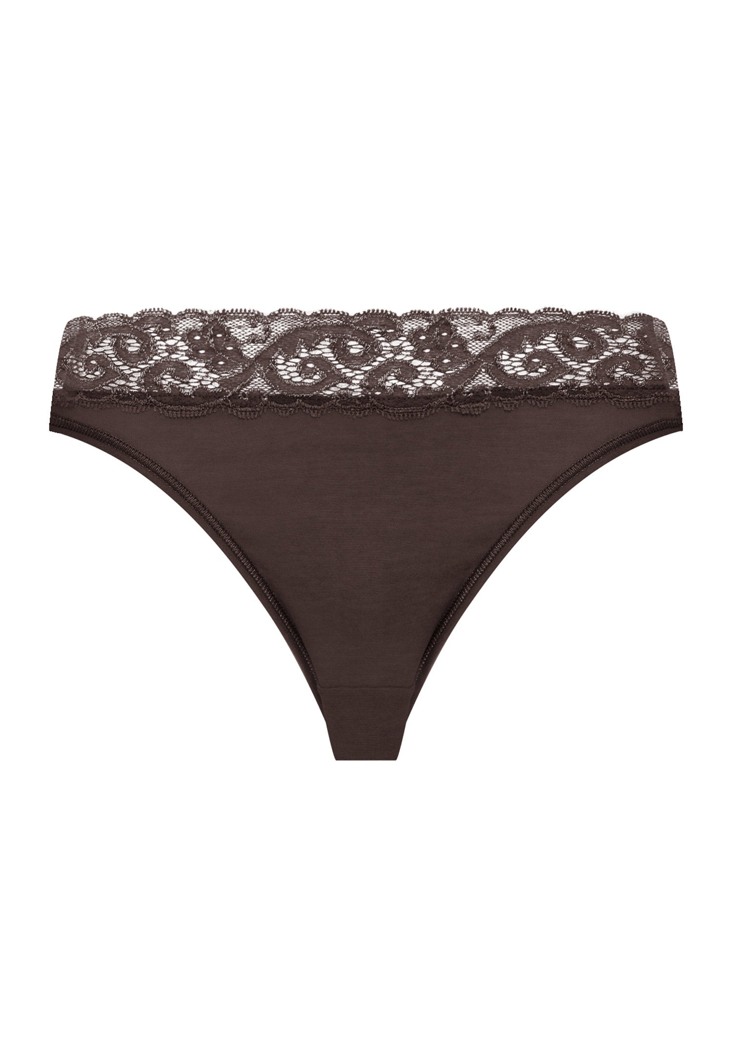 hanro-moments-mini-slip-dark-mocha-baumwolle-spitze image 1