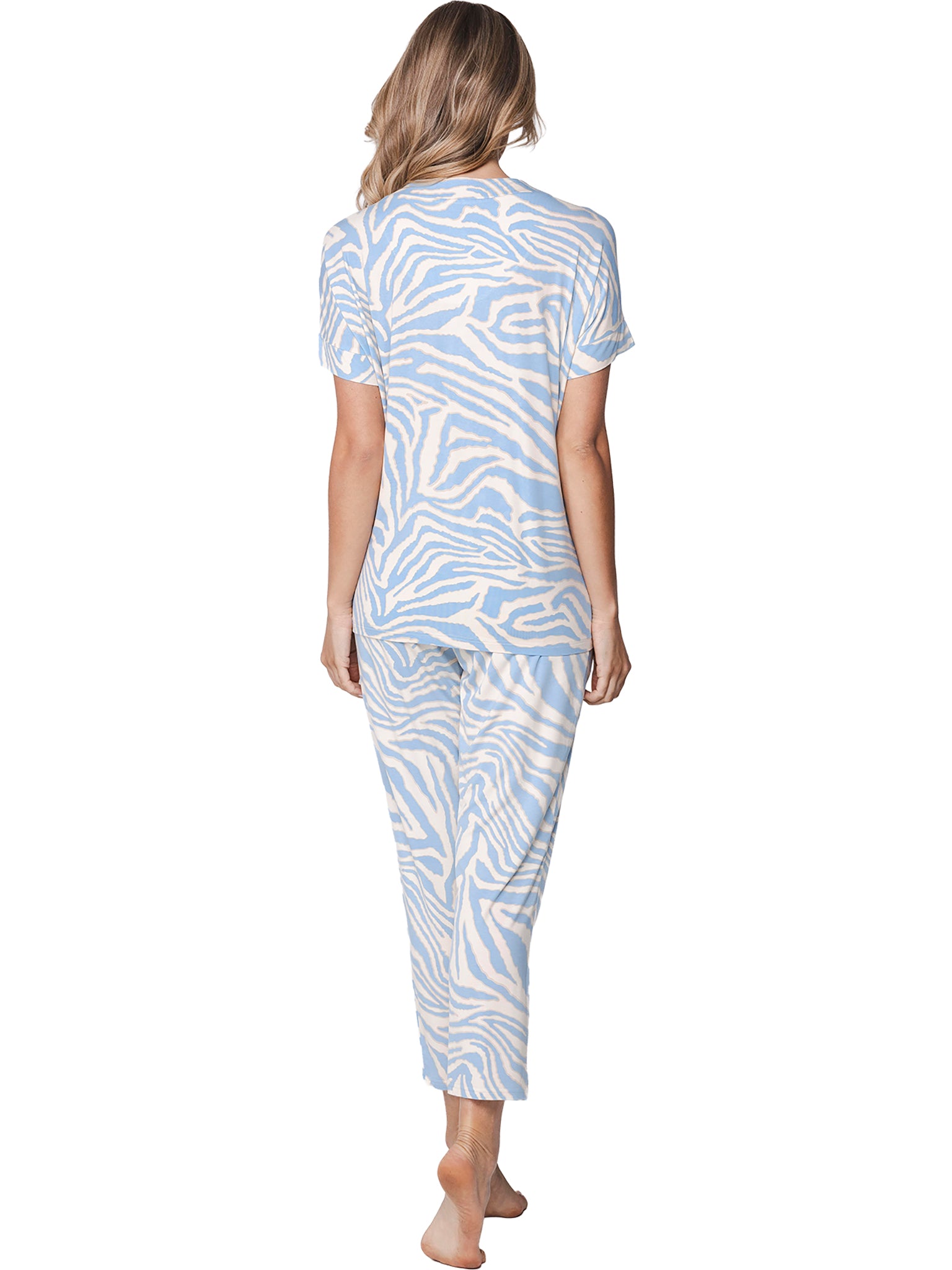 pastunette-premium-skyway-pyjama-ecru-animal-kurzarm-7-8-hose image 5