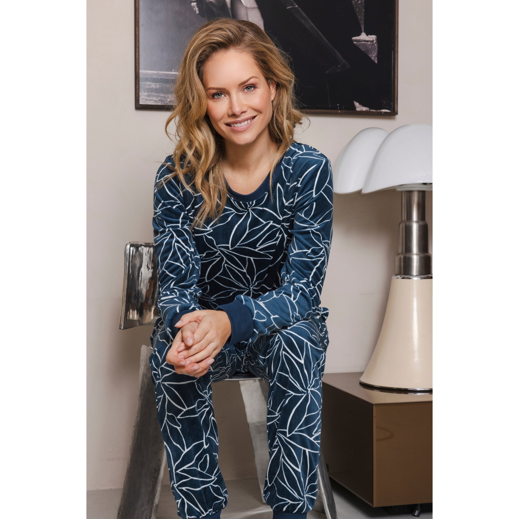 pastunette-premium-art-deco-pyjama-blau-fleece-warm image 5