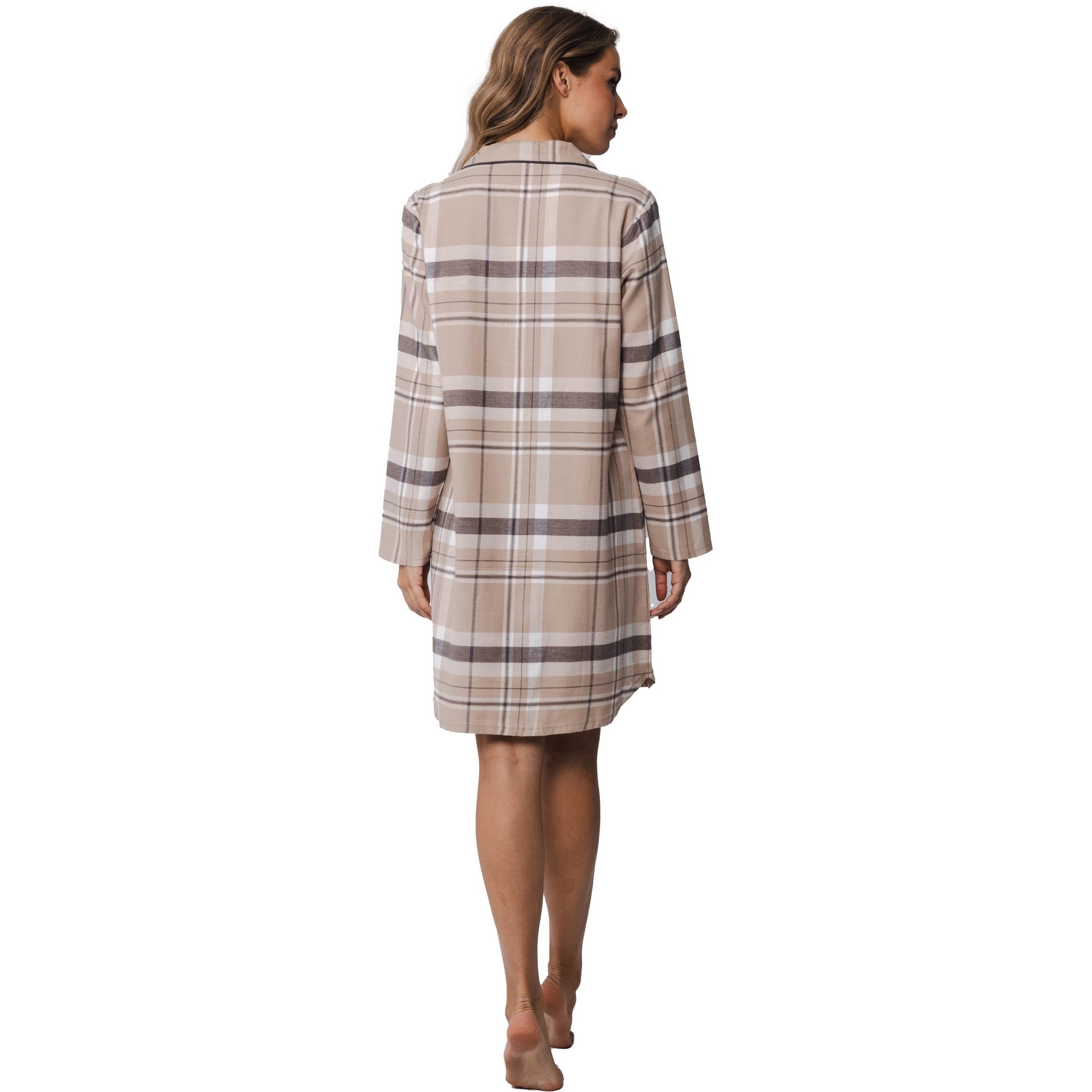 pastunette-durchknopf-nachthemd-braun-flanell-karo-baumwolle image 3
