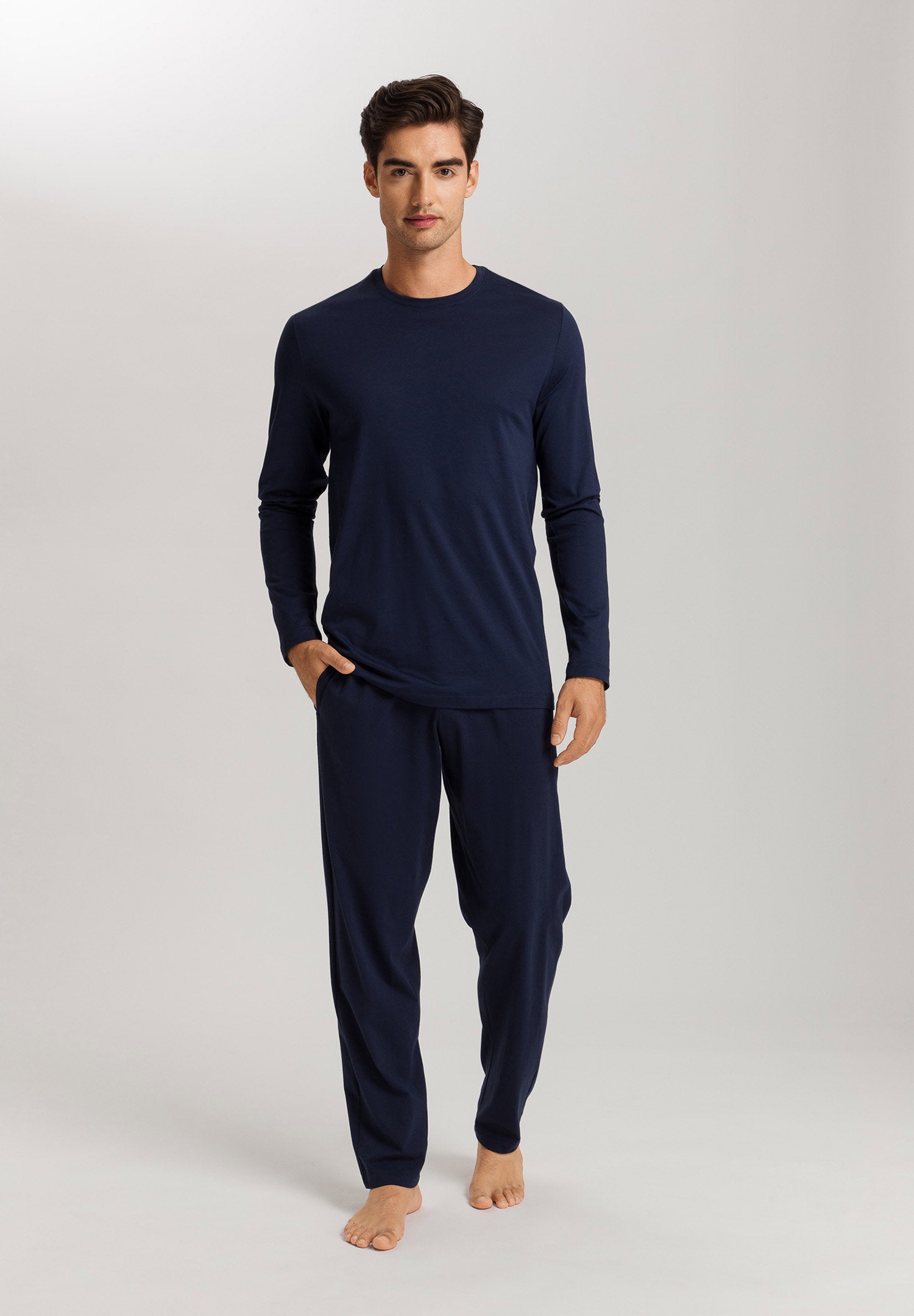hanro-night-and-day-langarmshirt-deep-navy-baumwolle image 5