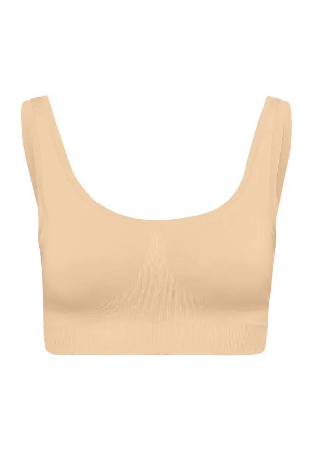 hanro-touch-feeling-padded-crop-top-bustier-beige image 1
