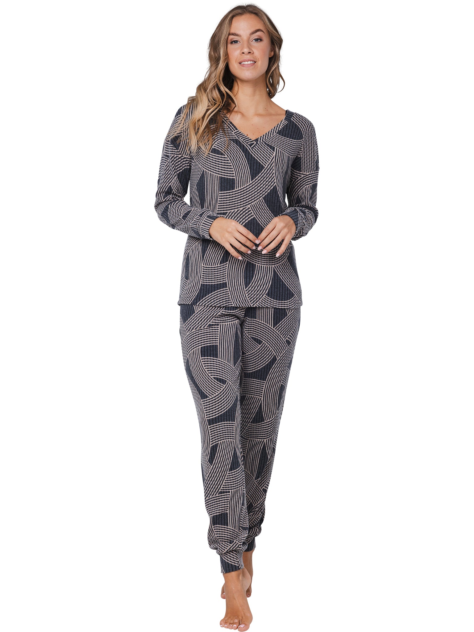 pastunette-premium-balance-pyjama-dunkelgrau-mit-print image 3