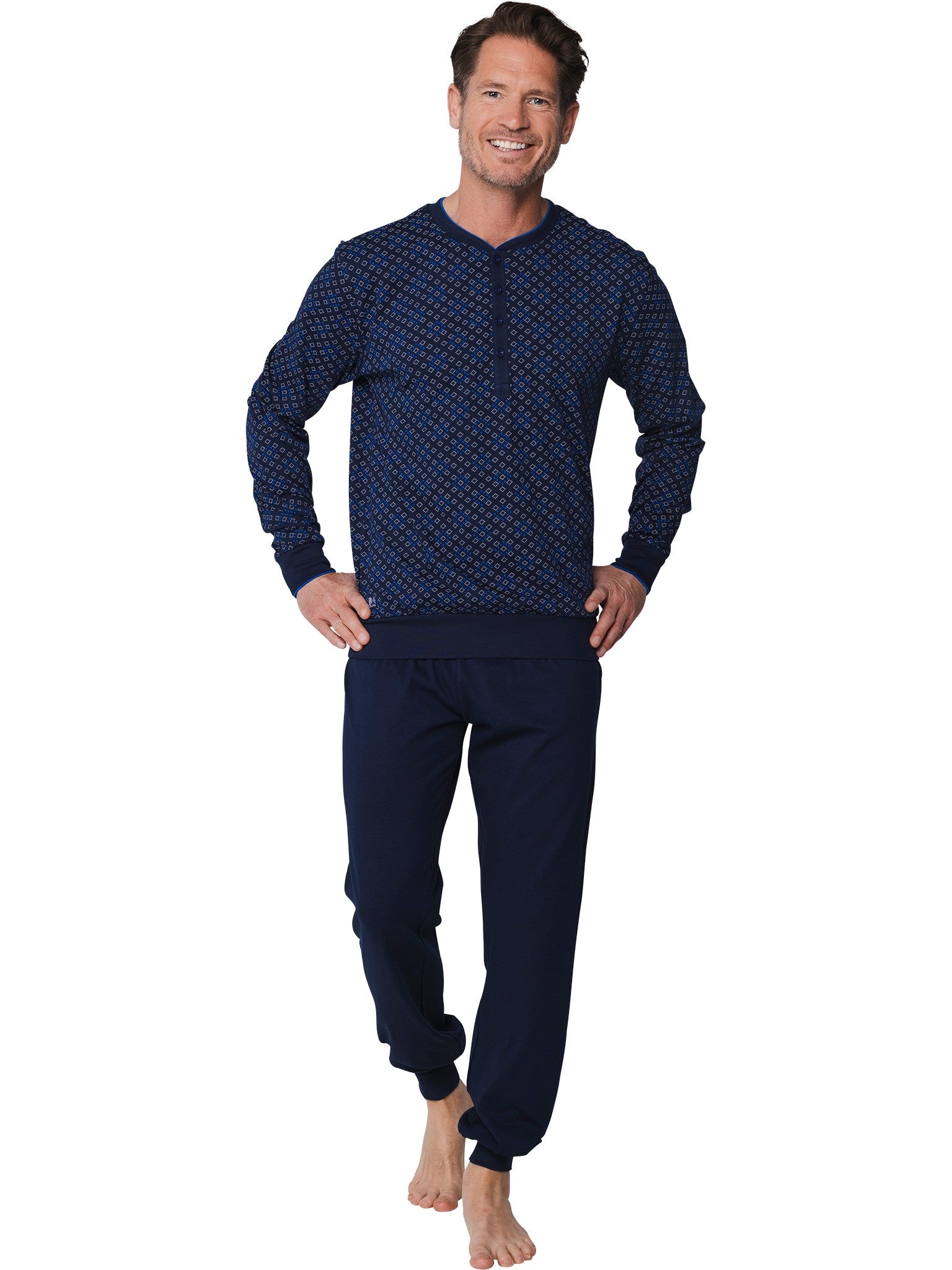 pastunette-noos-pyjama-herren-dunkelblau-baumwolle-gemustert image 2