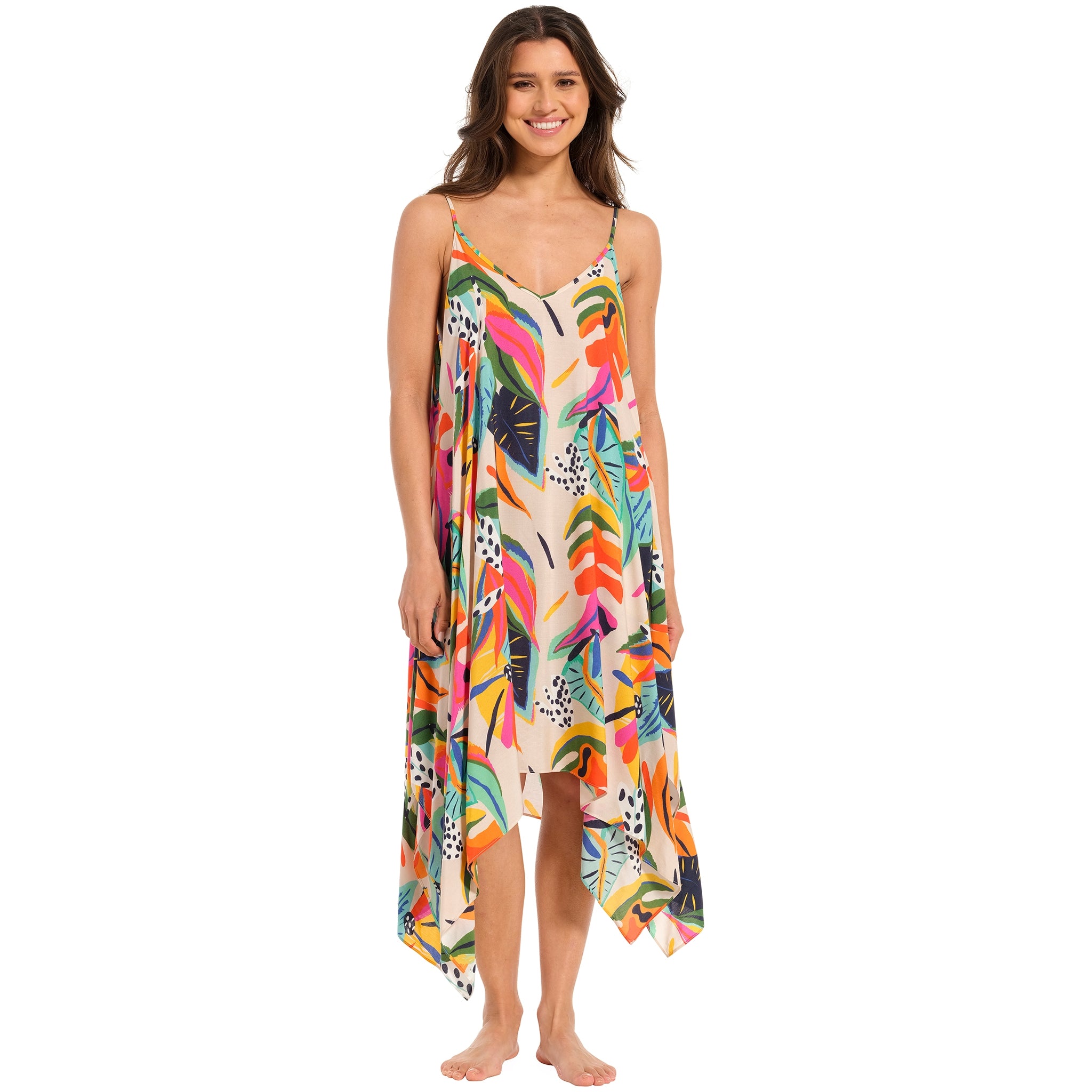 pastunette-beach-marbella-strandkleid-creme-bl-tter-viskose image 2