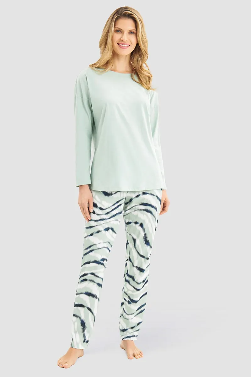 r-sch-be-happy-pyjama-lang-batik-schlafanzug-gr-n image 1