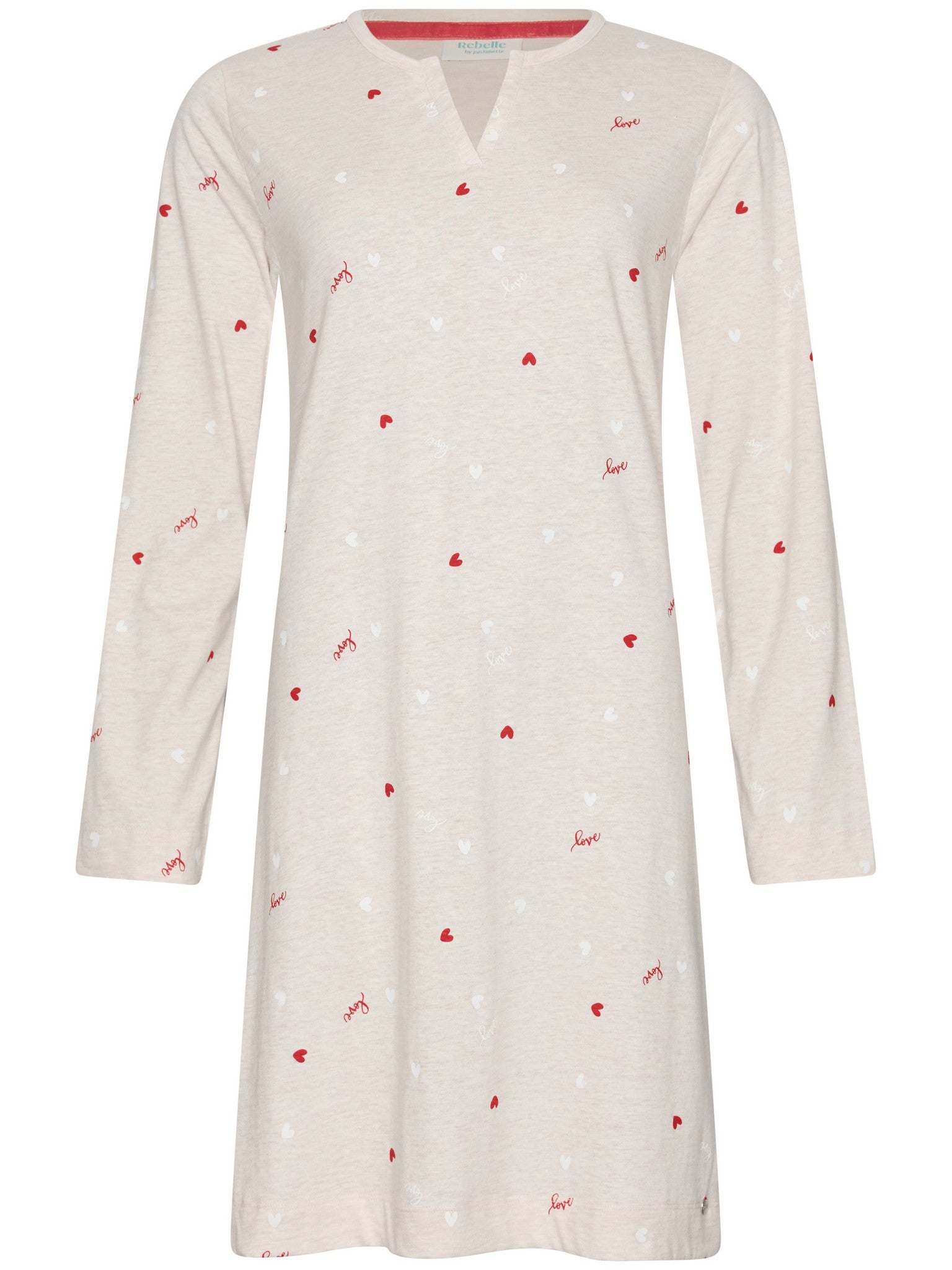 myrebelle-endless-love-nachthemd-beige-herzen-bio-baumwolle image 1