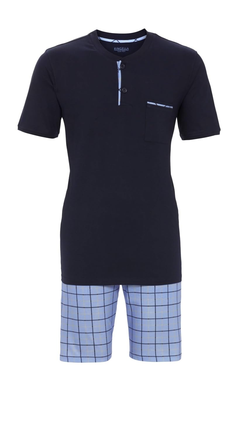 ringella-herren-shorty-karo-kurzpyjama-100-baumwolle-knopfleiste image 1