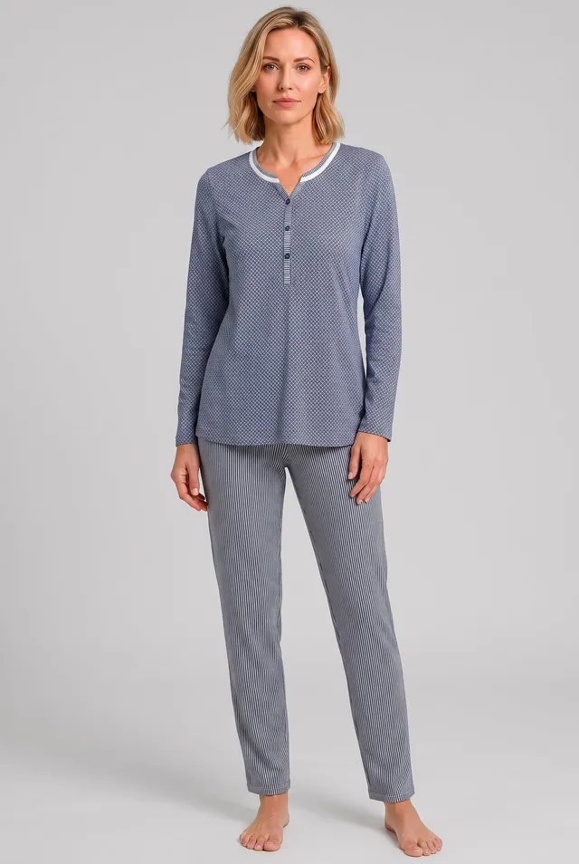 r-sch-be-happy-pyjama-lang-minimal-mix-blau-baumwolle image 1