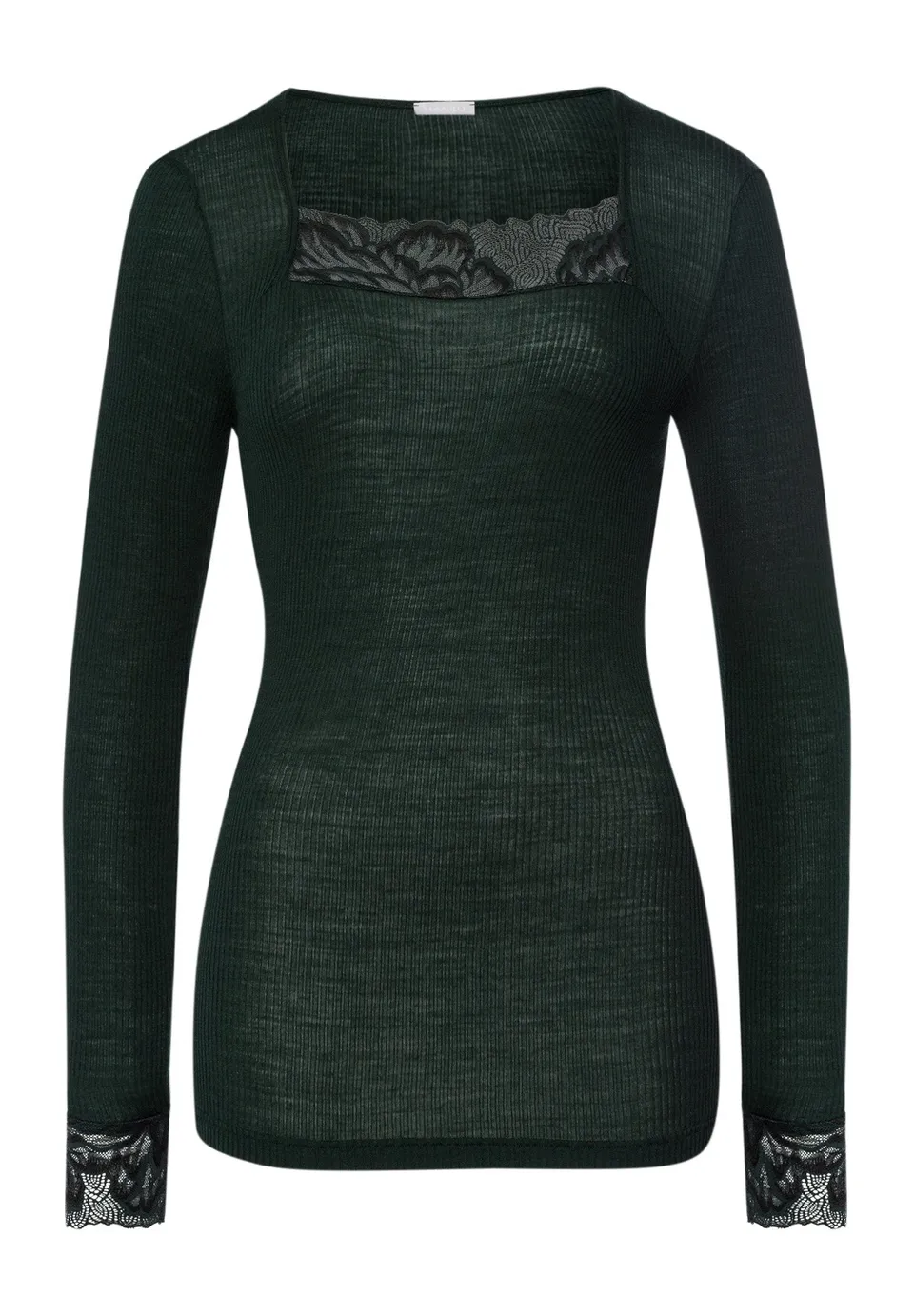 hanro-celeste-langarmshirt-damen-dark-malachite-wolle-seide image 1