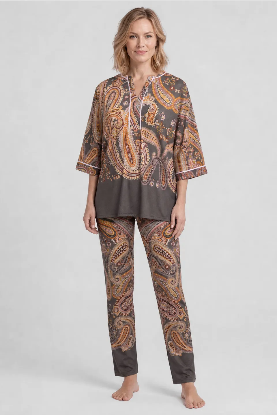 r-sch-be-happy-pyjama-lang-paisley-3-4-arm-braun-modal image 1