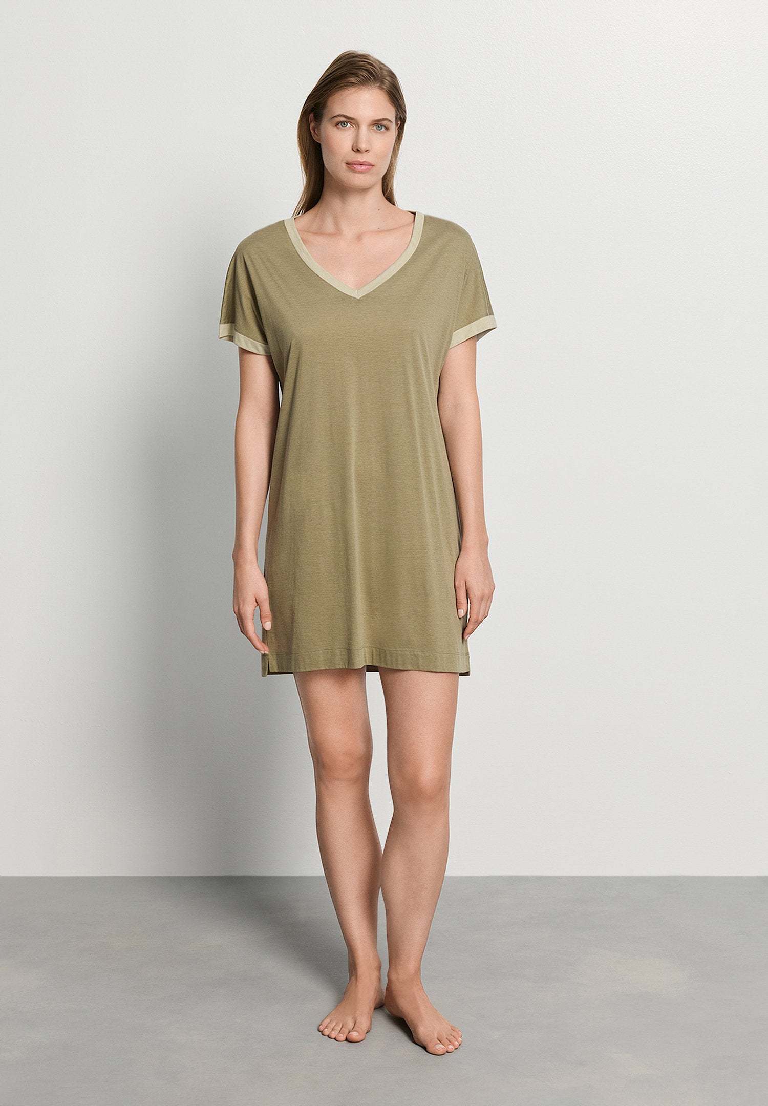 hanro-laura-s-slv-nightdress-85cm-nachthemd-covert-green-modal image 5