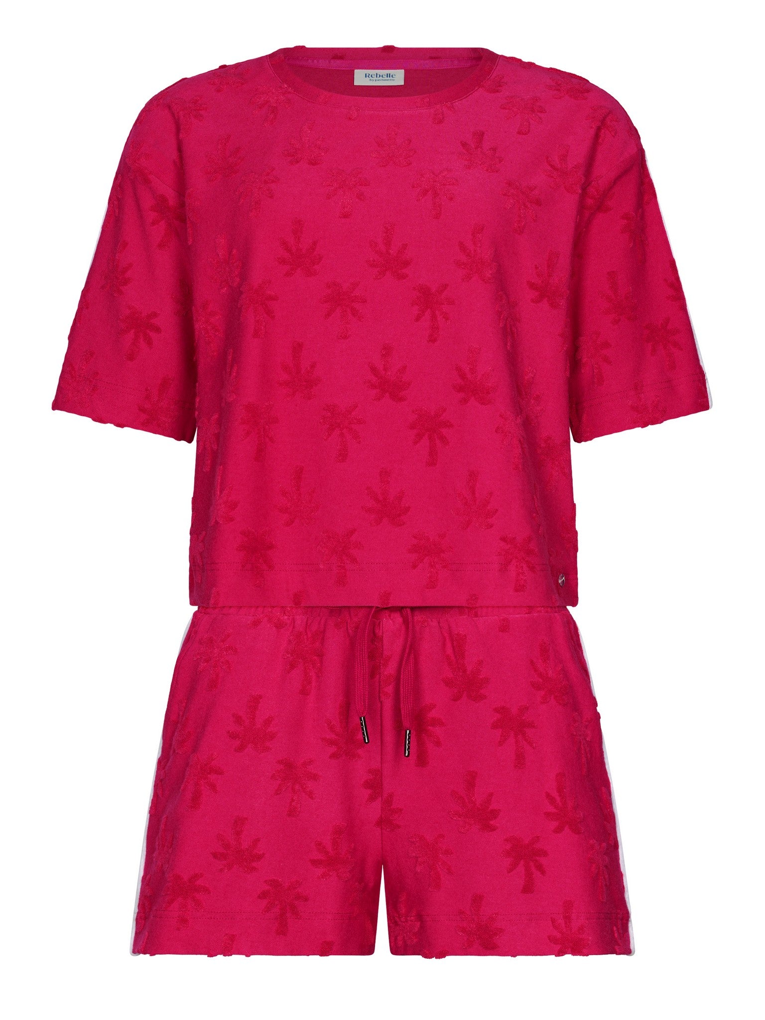 myrebelle-palm-springs-shortama-pink-palmen-frottee image 1