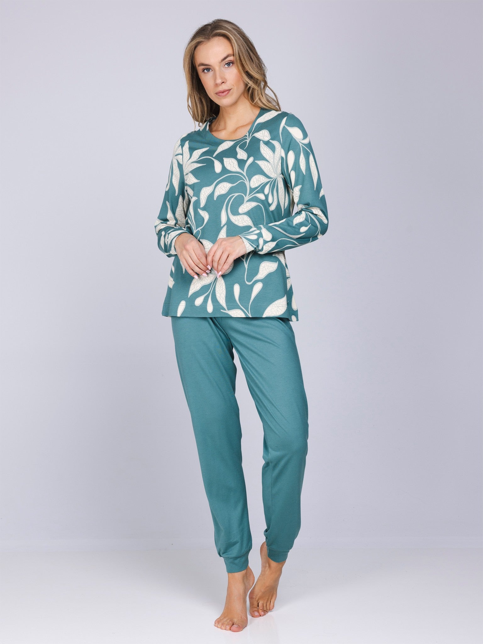 pastunette-nordic-leaf-pyjama-gr-n-baumwolle-modal-2 image 2
