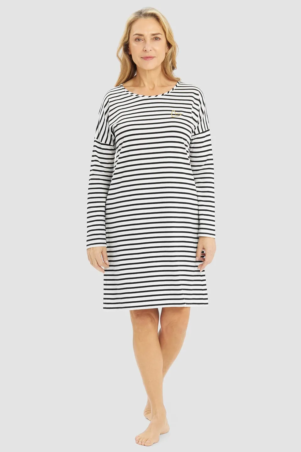 r-sch-be-happy-bigshirt-knielang-streifen-herzstickerei image 1
