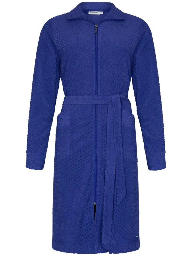 pastunette-blue-breeze-bademantel-blau-karo-frottee-reissverschluss image 1